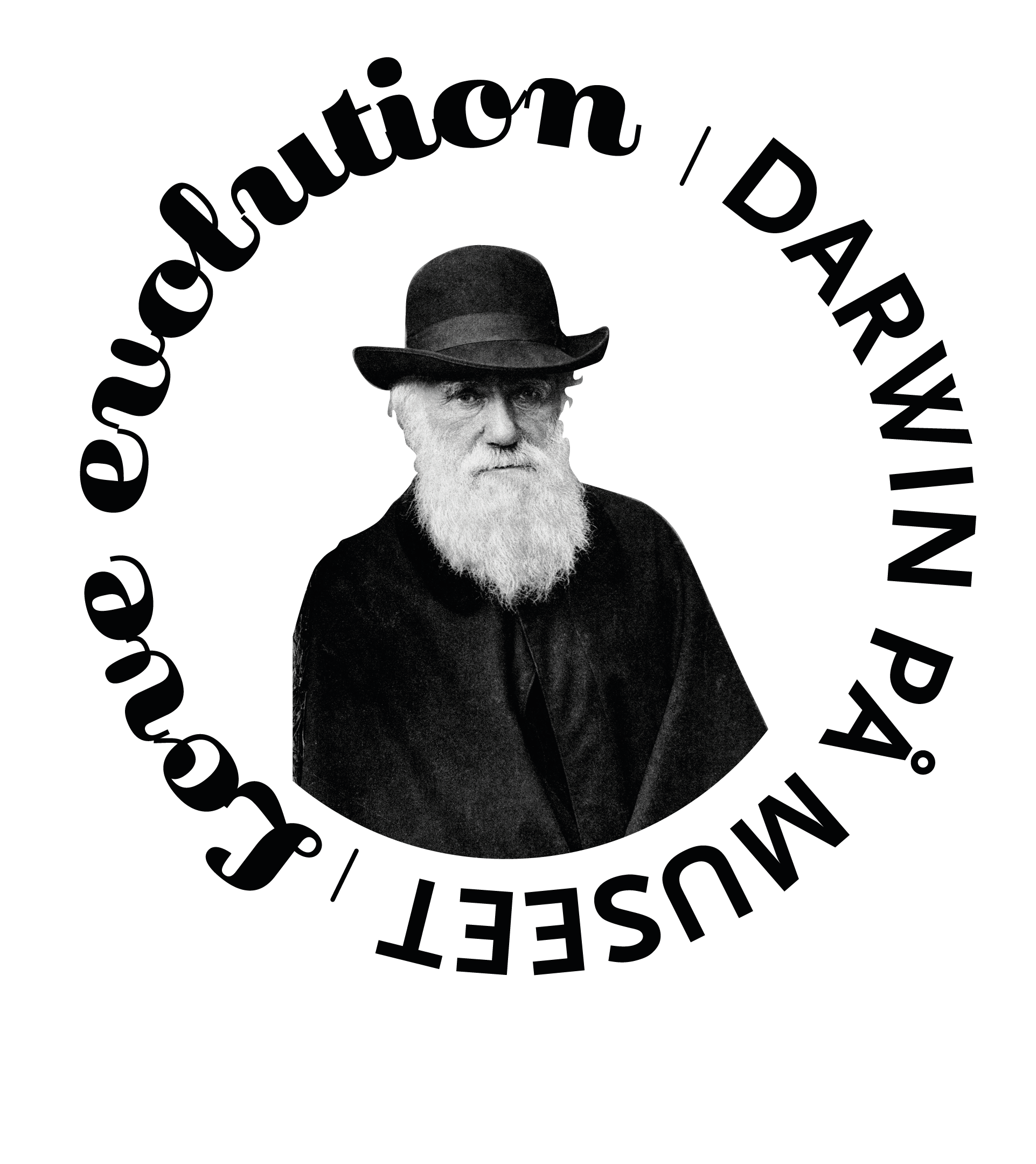 Skylt för Darwindagen på museet med Darwin i mitten.