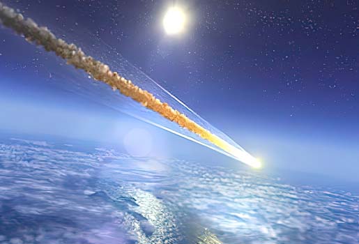 En meteorit på väg genom atmosfären.