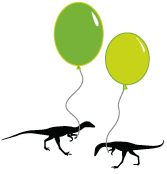Smådinosaurier med ballonger. Illustration: Annica Roos