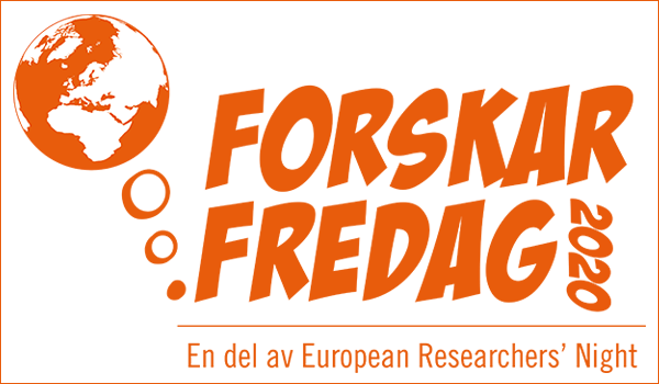 En logga för Forskarfredag med texten: ForskarFredag 2020, En del av European Researchers night.